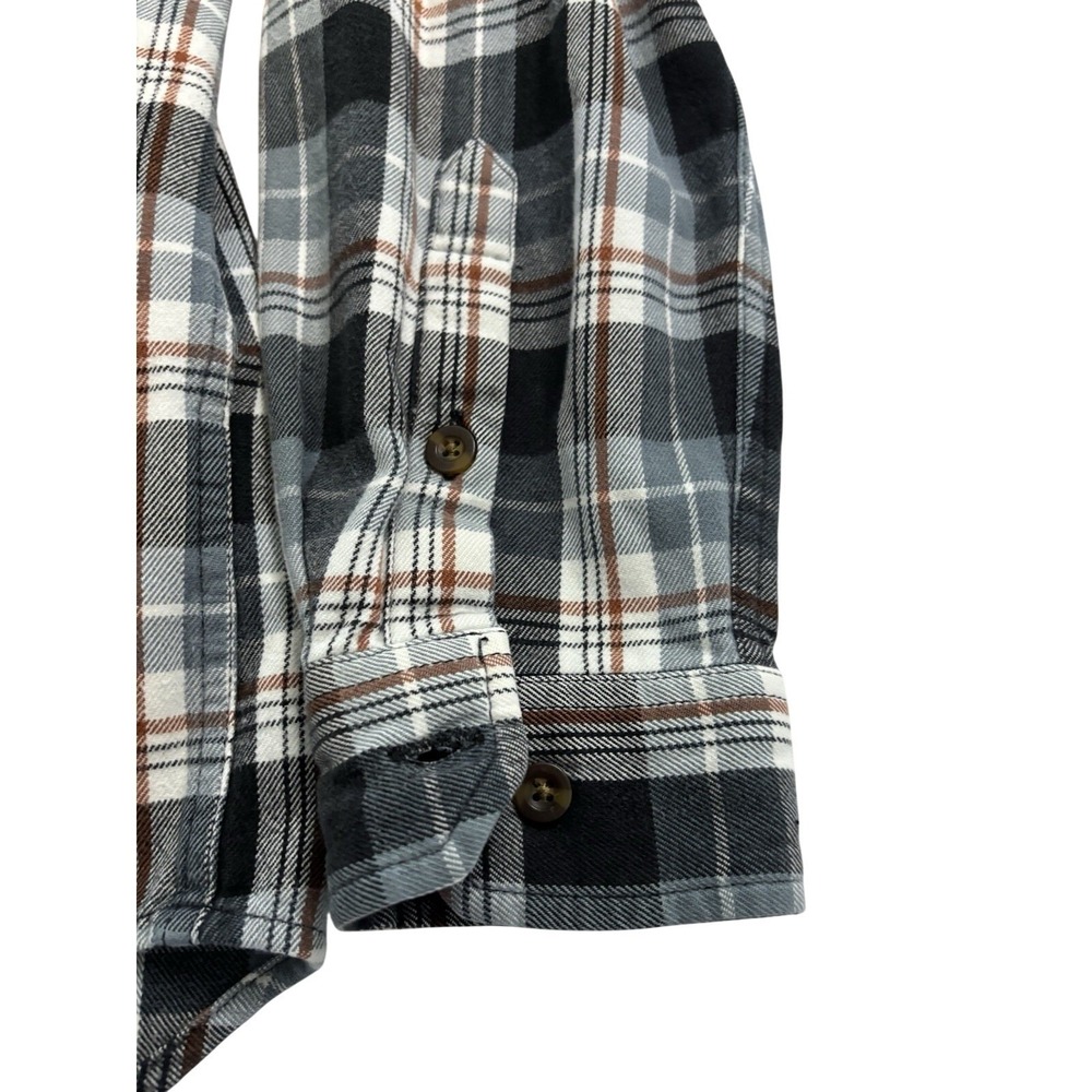 Carhatt Mens Medium Long Sleeve Button Down Shirt Plaid Grey/Brown Casual Attire - Picture 4 of 8